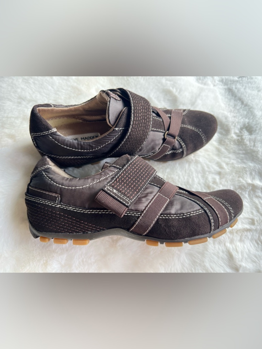 Steve Madden Brown Women’s Sz 7 Slip-On Casual Walking Sneakers Velcro Strap